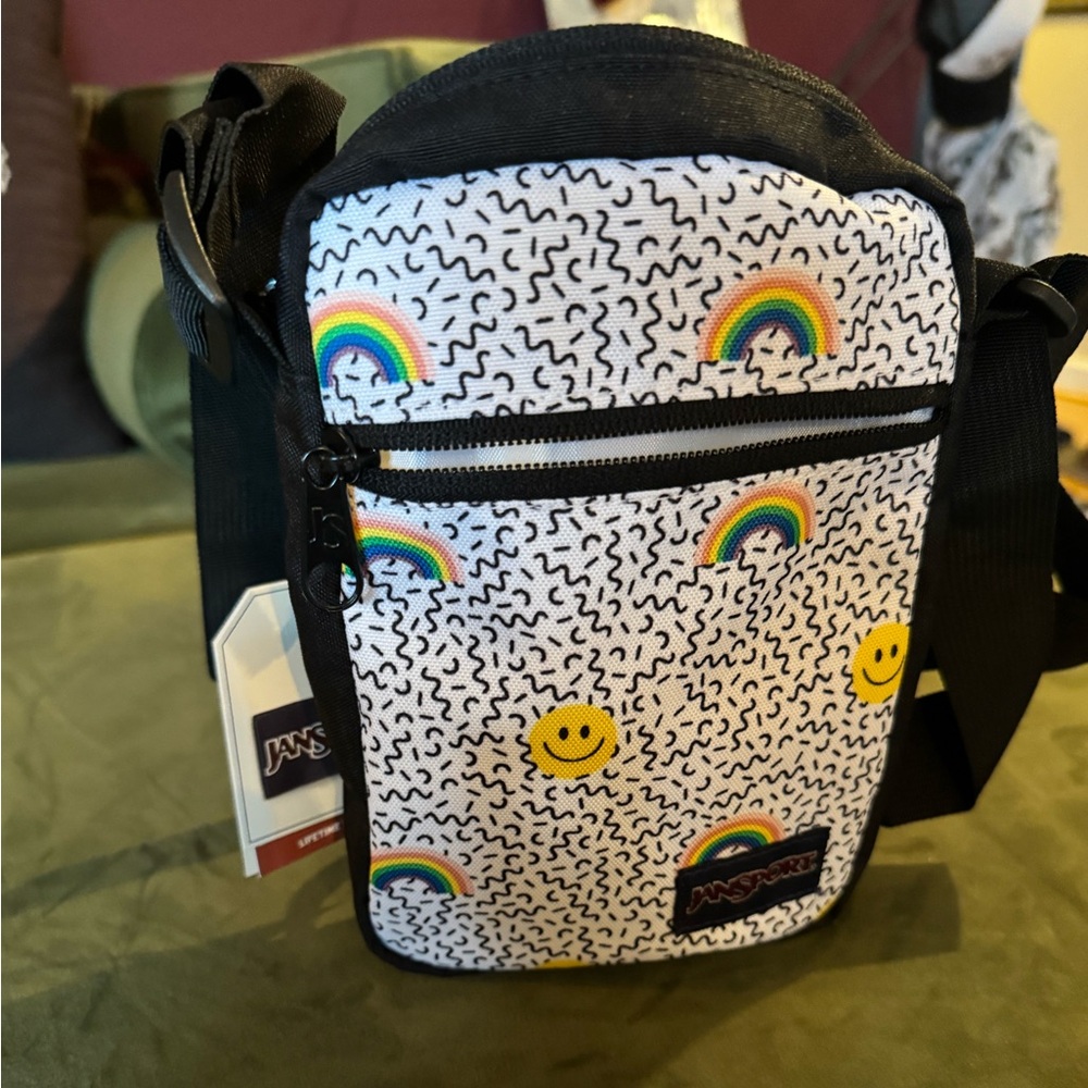 JanSport Weekender Smiles and Rainbows Cross Body Shoulder Bag - Picture 2 of 4